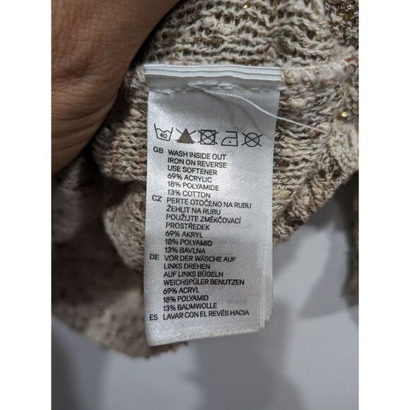 H&M Scoop Neck Metallic Knit Slouchy Short Sleeve Sweater, M - Picture 5 of 6